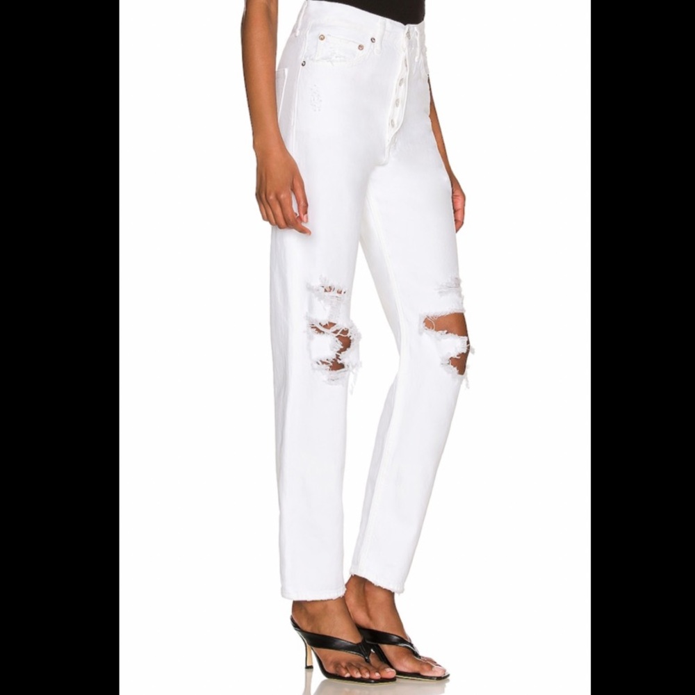 Agolde High Rise Distressed White Jeans